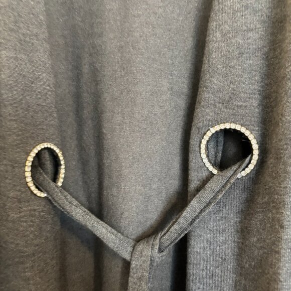 Elegant Medium Gray Cardigan with Rhinestone embellishment - Picture 2 of 4